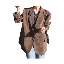 設計女裝燈芯絨西裝外套    訂製高級感復古氣質小西服    古著西裝外套    咖啡色    單排扣   氣質百搭西裝外套    SKLS131 設計女裝燈芯絨西裝外套    訂製高級感復古氣質小西服    古著西裝外套    咖啡色    單排扣   氣質百搭西裝外套    SKLS131